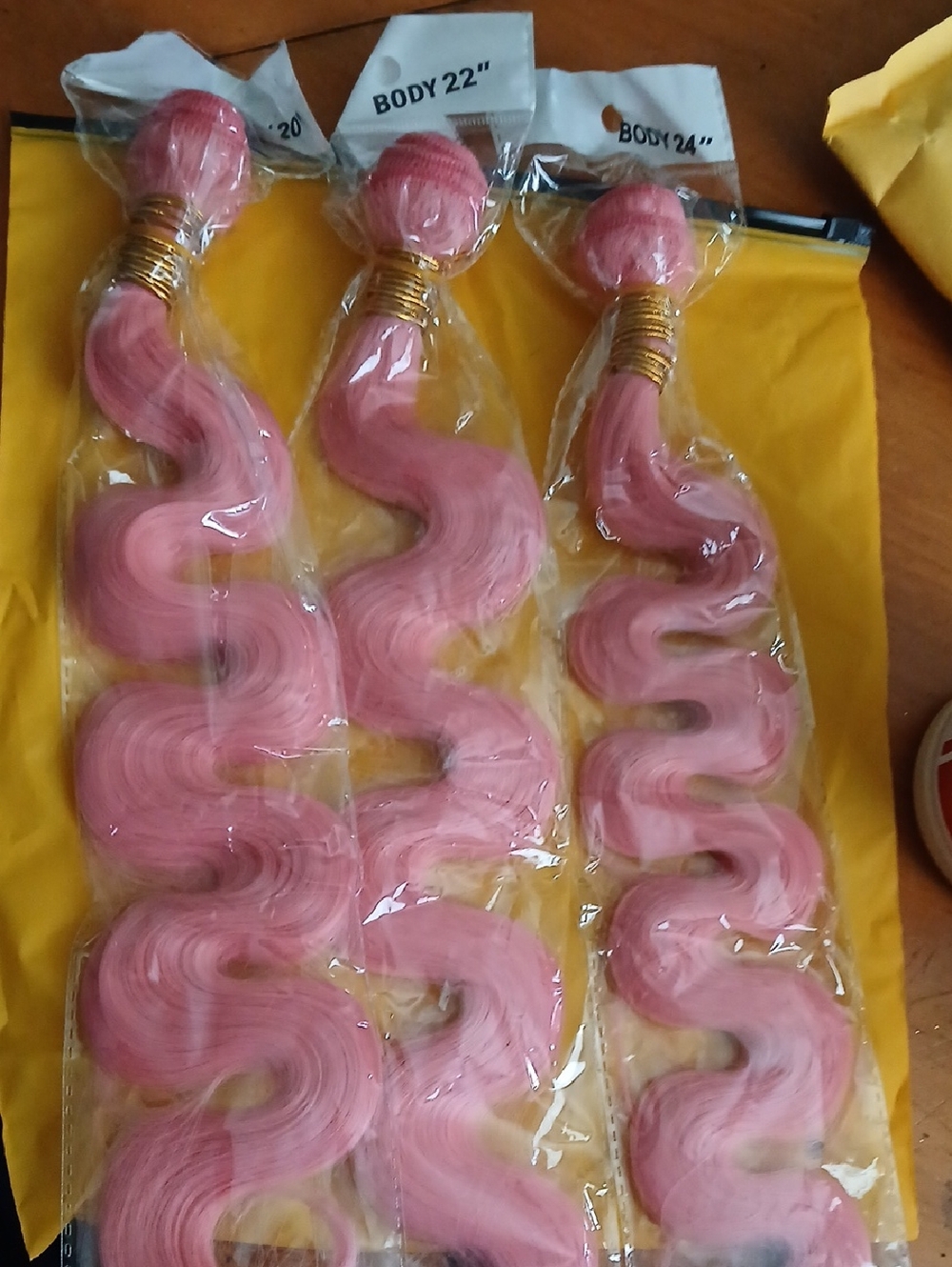 Pink Wavy Body Wave Hair Extensions - Unbranded